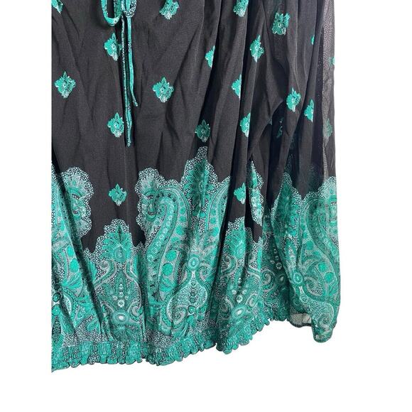 INC 3X Tunic Blouse Top Black Sheer Gauzy Sleeve Peasant Boho Chiffon Paisley - Picture 6 of 9